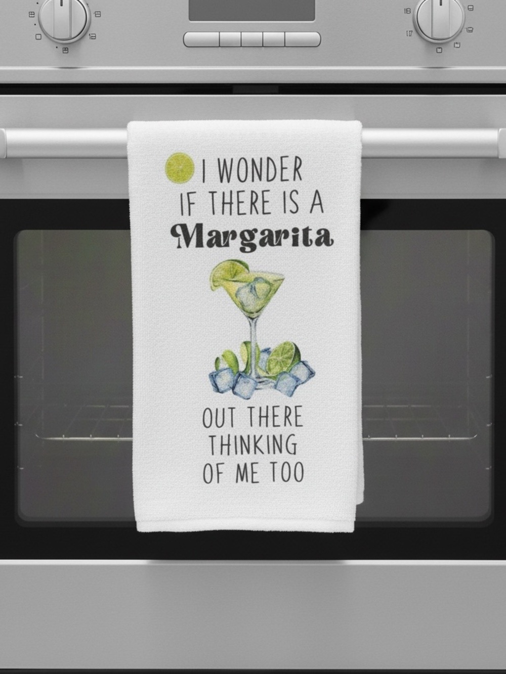 Funny Margarita Kitchen Towel - White with Lime Accents